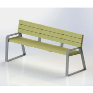 Banc public Easy - piétement en acier et lames en bois - personnalisable avec gravure de logo_1