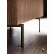 Meuble Bloom finition ébénisterie - Quadrifoglio - 3 cases, Ceram veiné blanc, Bronze, Noyer américain, Noyer américain_2