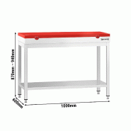 Table inox de découpe avec plan rouge - Profondeur 600 mm | Ggm - 1000_1