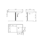 Table à langer pour handicapé - Granberg - électrique à hauteur variable 72-112 cm, largeur 140 cm, avec lavabo à droite - 333-141_1