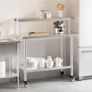 Vidaxl table de travail de cuisine avec étagère 110x55x120 cm inox 3208901_1