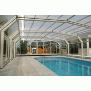 Abri piscine haut Romane - télescopique, motorisé, en aluminium T6 et inox 316L avec toit en polycarbonate cristal_1