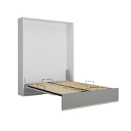Armoire lit escamotable Aladyno blanc mat - bandeau gris mat - 160x200 cm - ultra plate avec ouverture assistée_1
