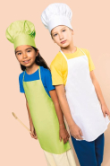 Kit chef cuisinier enfant - Toque et tablier ajustables 100% coton - Réf: K884_1