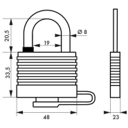 Cadenas à clé SEA LINE 40 mm jaune - Corps laiton gainé PVC - Anse inox gainé PVC - Marque THIRARD_1