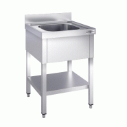 Plonge inox 1 bac avec étagère - P 600 mm -_1