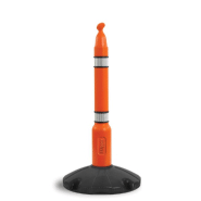 Poteau de signalisation base lestée - toutes les couleurs - Hauteur 1 m - 2 bandes rétro-réfléchissantes - Skipper™_1