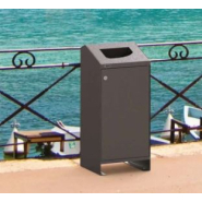 Corbeille publique Berlin 100 Litres - porte frontale - couvercle en option - tôle acier galvanisée_1