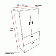Armoire mixte avec tiroirs pour dossiers suspendus - Mobel Linea - 120, Wengé_1
