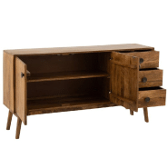 Buffet bas design TANY - 2 portes, 3 tiroirs en bois de manguier marron - 145x80x40 cm_1