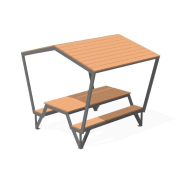 Table et 2 bancs en acier inoxydable avec abri - Référence MUB12 - Coloris variés et matériaux nobles_1