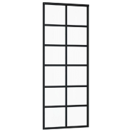 Vidaxl porte coulissante et quincaillerie verre esg/aluminium 76x205cm 3081957_1