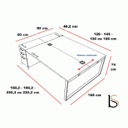 Bureau bench 2 personnes Yan Z avec caissons - MDD - 160, Anthracite, 3 tiroirs, Aluminium satiné_1