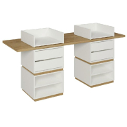 Comptoir double L60xP60xH114cm blanc super mat + plateau bois L240xP80cm Ep.38mm_1