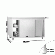 Meuble bas inox central traversant passe-plat P 600 mm -_1