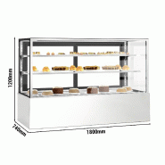 Vitrine réfrigérée pour pâtisserie - 1800 mm - 2 étagères - Inox_1