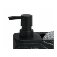 Distributeur de savon en polyrésine effet marbre noir - Wadiga avec porte éponge intégré_1
