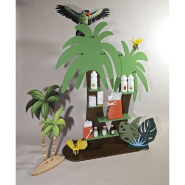 Présentoir palmiers en bois 4 étagères 120x40x164 cm_1