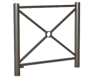 Barrière de Ville Carrefour - Longueurs 1072 ou 1572 mm - Cadre simple croix - Hauteur hors sol 1025 mm - Poteaux tubes acier ø 76 mm_1