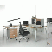 Bureau avec retour Rock K1 - Mobel Linea - Argent Ral 9006, 180, Wenge, Gauche_0