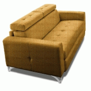 Canapé convertible Suède 140 cm - ouverture express, sommier à lattes Renatonisi, matelas 16 cm tweed jaune_1