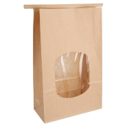 Sachet kraft à fenêtre et barrette de fermeture intégrée 15,5+7x24,2cm - par 500_1
