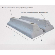Bordure de protection 95kg avec ou sans trou pour perçage - L 1m x l 0,30 x Ht 0,23m - REF2230095_1
