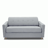 Canapé convertible express Mezzano - Matelas 16 cm - Sommier métal 140 cm - Tissu tweed gris clair - Design scandinave_1