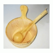 Kit seau et louche en bois pour sauna - 4 litres - en pin naturel résistant aux hautes températures_1
