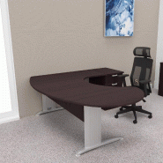 Bureau ergonomique et caisson intégré Sigma - Mobel Linea - 220, Alu, Wenge, Droite, 4 tiroirs_0