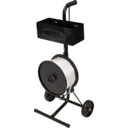 Chariot-dévidoir pour feuillard PP et textile - structure acier avec bac de rangement_1