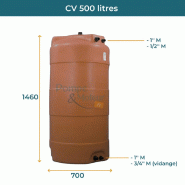Cuve 500l Aérienne De Récupération D'eau - Réservoir Vertical Terracotta - Elbi Cv500_1