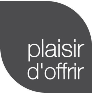 Étiquettes cadeaux adhésives 'Plaisir d'offrir' fond gris 30x30mm - boîte distributrice de 500 unités_1
