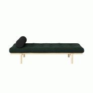 Méridienne futon Next en pin massif - Coloris algue - Couchage 75 x 200 cm - Design scandinave et matelas en velours côtelé_1