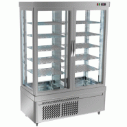 Vitrine réfrigérée positive à pâtisserie sur roulettes avec 4 côtés vitrés et 10 étagères - couleur argent_1