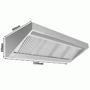 Hotte murale inox statique - 2m20 - avec filtre et lampe | Profondeur 900 mm_1