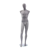 Mannequin homme Vintage - tête et buste en lin gris, jambes en fibre de verre gris_1