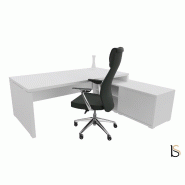 Bureau monochrome TAK avec rangement intégré - Mobel Linea - 205, Blanc, Droite_2