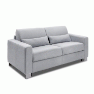 Canapé 3 places DOMUS V2 - Convertible express avec sommier à lattes 140 cm et matelas 17 cm - Tweed gris clair_1