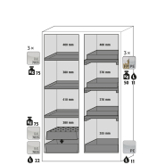 Armoire de sécurité Q-CLASSIC-90 modèle Q90.195.120.MV - Réf 34214-049-33656 - Type 90 avec paroi de séparation médiane - Certifiée NF EN 14470-1 et GS_1