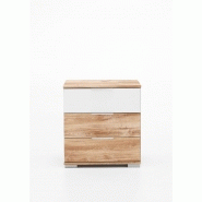 Lit VIRONI 180 x 200 cm - Chevets, étagère en verre avec éclairage LED - Chêne et blanc_1