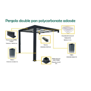Pergola double pan adossée - 6000 / 3000_1