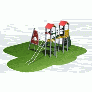 Structure de jeux combinées NEO 2 tours avec rampes à glisser - NEO21505I - Créa Équipements - pour enfants de 7 à 14 ans_1