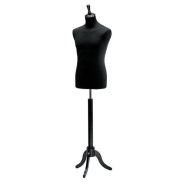 Buste Homme Couture Noir Réglable avec Pied Tripode en Bois - Hauteur 162 à 185 cm_1