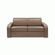 Canapé express convertible 120 cm Sofia Edition cuir et PU Cayenne taupe - Matelas 16 cm haute résilience_1