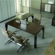 Galio - Bureau de direction Office Concept avec plateau bois, verre ou cuir cousu artisanalement_1
