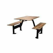 Table à piétements Restorap - Structure en fonte pour restaurants type snack - Banc et plateau en compact Fornica_1