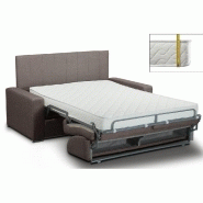 Canapé-lit CanapExpress Normandie - Velours marron foncé - Matelas Memory 22 cm - Tête de lit intégrée_1