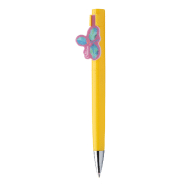 Stylo à bille en plastique - clip sur mesure - encre bleue - marquage UV LED - couleur jaune_1