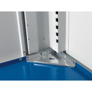 Établi sur pieds Cubio avec armoire à 5 tiroirs - 41003135.11V - plateau en lino 40 mm et finition RAL 7035 / RAL 5010_1